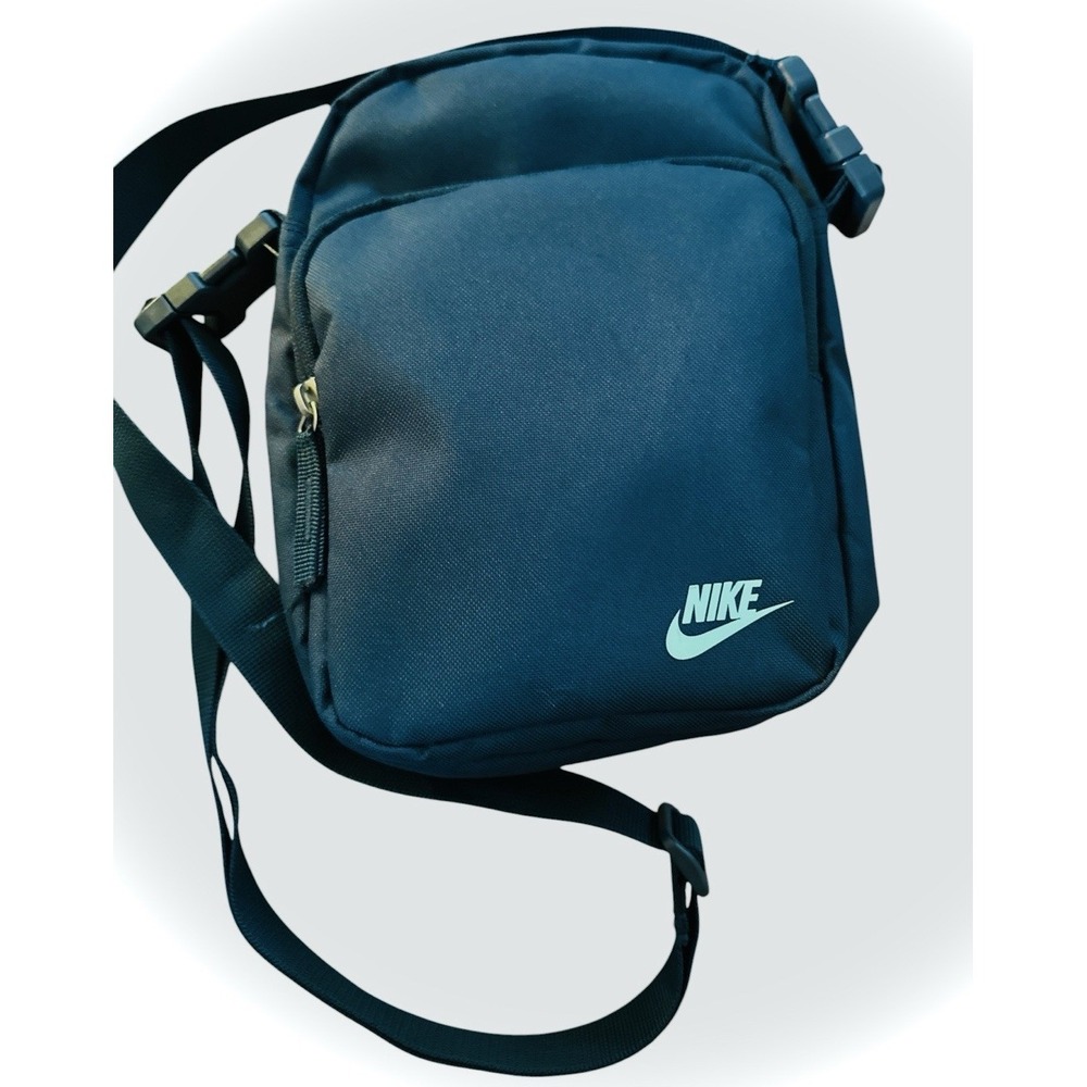 Nike Crossbody Bag Small Teal Canvas Adjustable Strap Shoulder Sports Travel